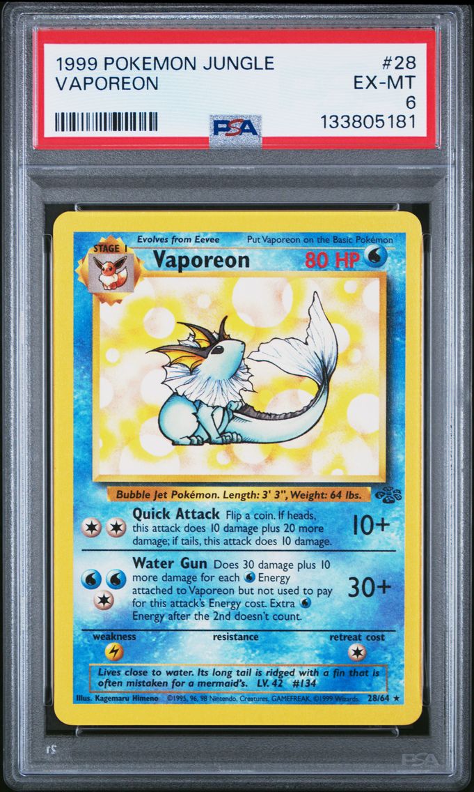 1999 #28 Vaporeon PSA 6 Jungle