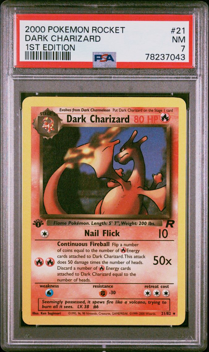 2000 #21 Dark Charizard 1st Edition PSA 7 Rocket