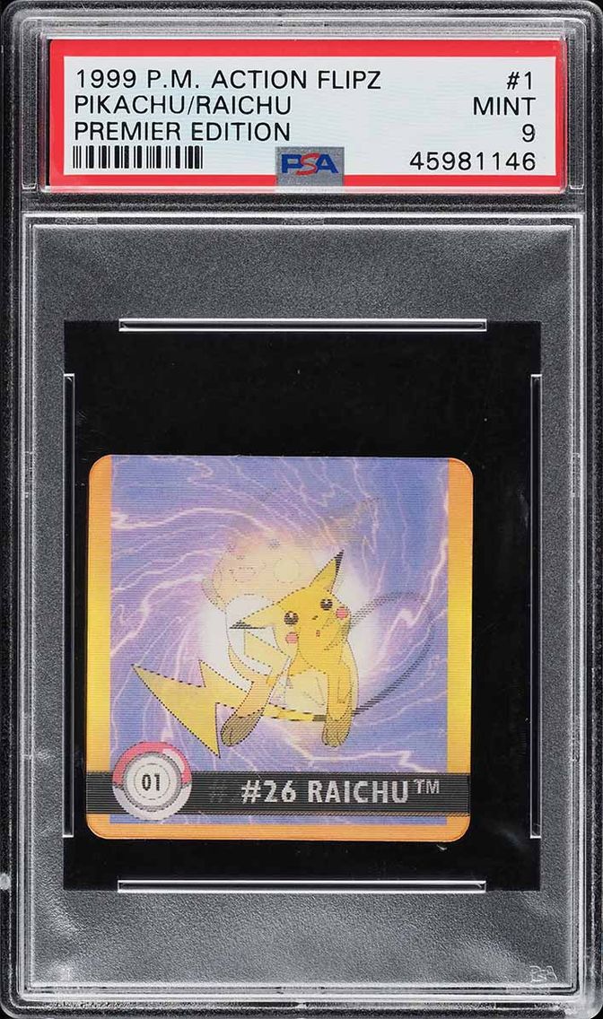 1999 Pokemon Action Flipz Premier Edition Pikachu Raichu #1 PSA 9 MINT