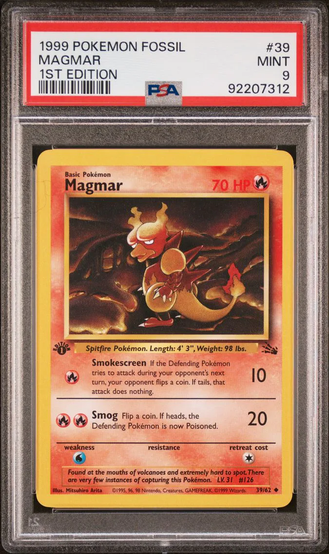 1999 #39 Magmar 1st Edition PSA 9 Fossil