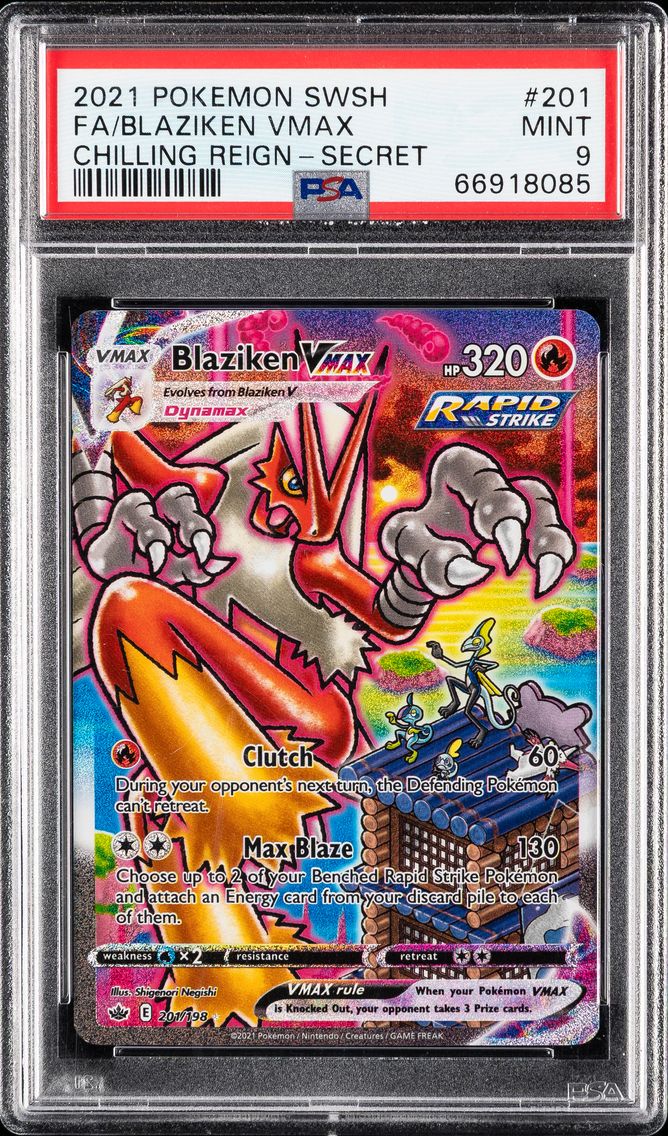 2021 #201 Full Art/Blaziken Vmax PSA 9 Sword & Shield Chilling Reign Pokemon