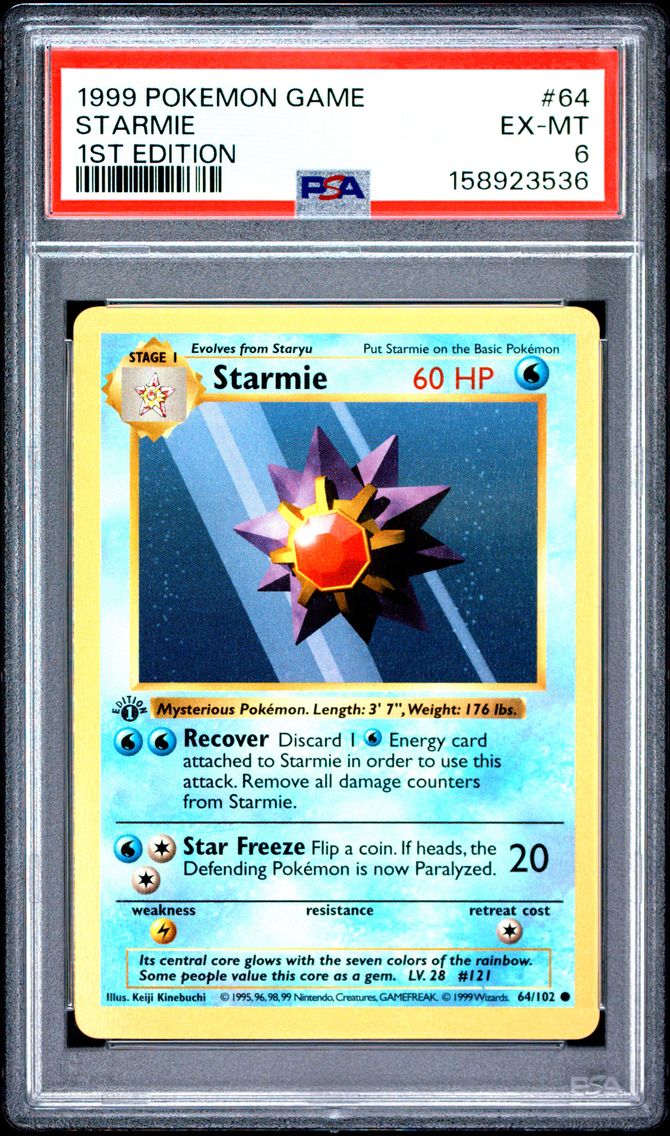 1999 #64 Starmie 1st Edition PSA 6 Game