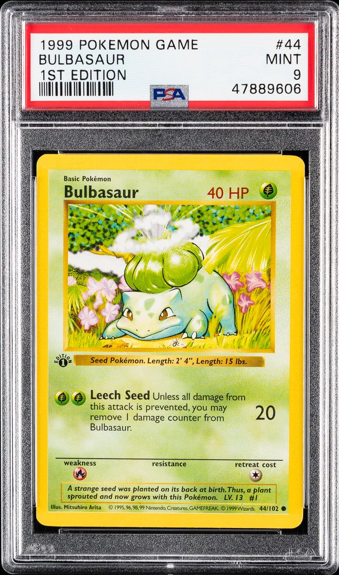 1999 #44 Bulbasaur 1st Edition PSA 9 Game Pokemon