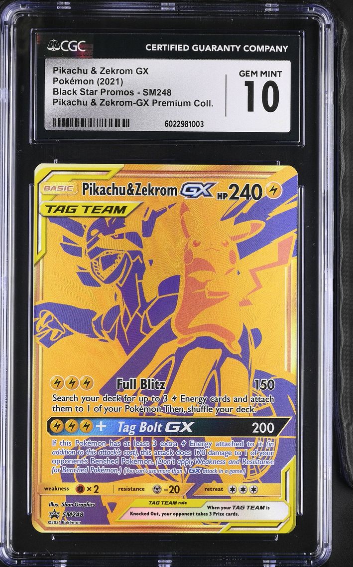 2021 #SM248 Pikachu &amp; Zekrom GX CGC 10 Black Star Promos - Sun & Moon - English