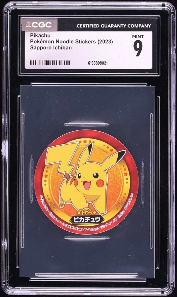2023 Pokemon Japanese Sapporo Ichiban Noodle Stickers Pikachu CGC 9 MINT
