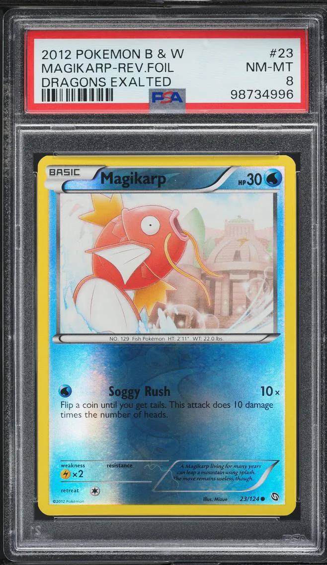 2012 #23 Magikarp-Reverse Foil PSA 8 Black & White Dragons Exalted Pokemon