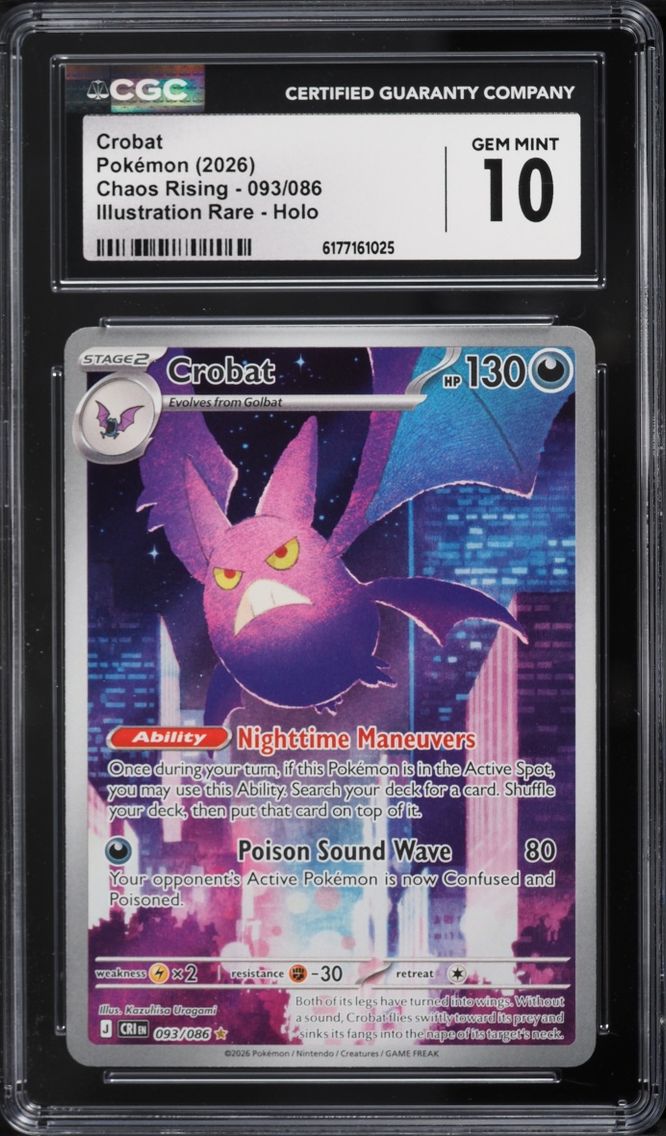 2026 Pokemon Mega Evolution Chaos Rising IR Crobat #093 CGC 10 GEM MINT