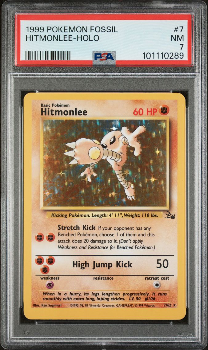 1999 #7 Hitmonlee-Holo PSA 7 Fossil