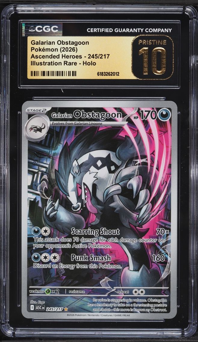 2026 #245 Galarian Obstagoon CGC 10 Pokemon Mega Evolution Ascended Heroes IR