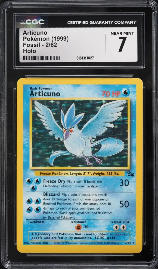 1999 Pokemon Fossil Holo Articuno #2 CGC 7 NRMT