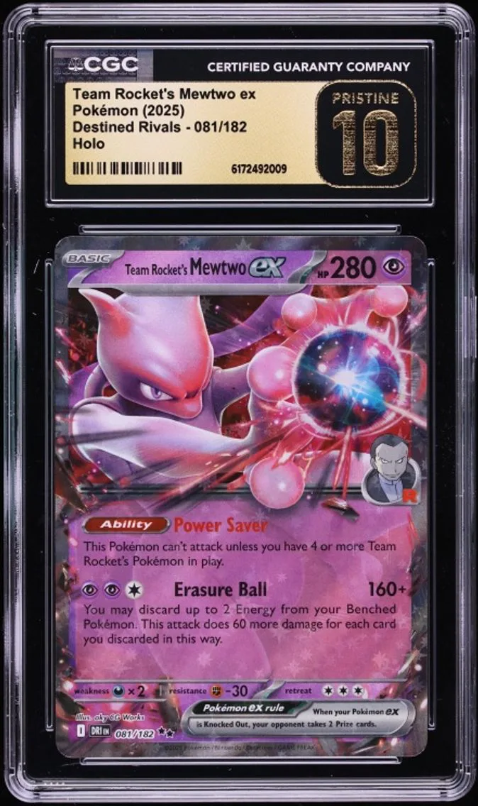 2025 Pokemon Scarlet & Violet Destined Rivals Holo Team Rocket's Mewtwo ex #81 CGC 10 PRISTINE