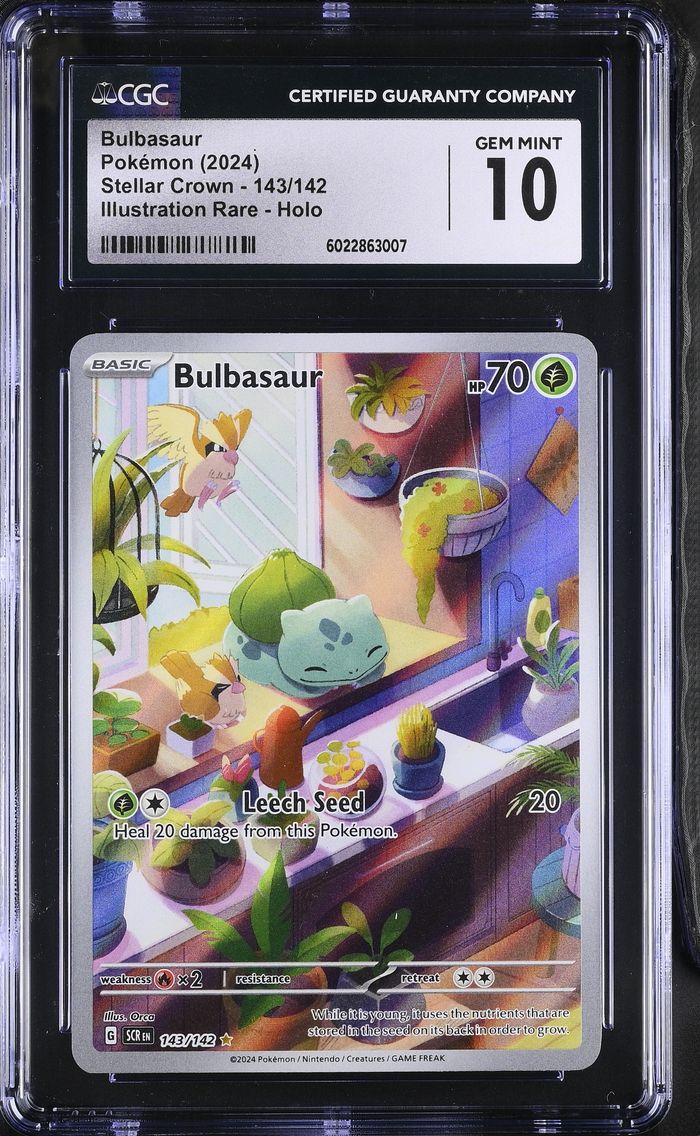 2024 #143 Stellar Crown - SCR EN - English Bulbasaur Illustration Rare Holo CGC 10 Pokemon