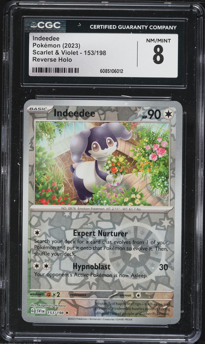 2023 #153 Indeedee Reverse Holo CGC 8 Svi EN-Scarlet & Violet Pokemon