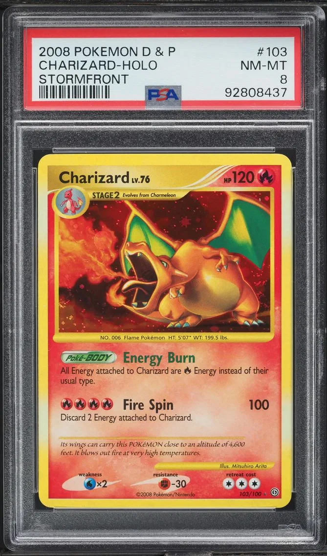 2008 #103 DIAMOND & PEARL STORMFRONT HOLO CHARIZARD PSA 8  POKEMON