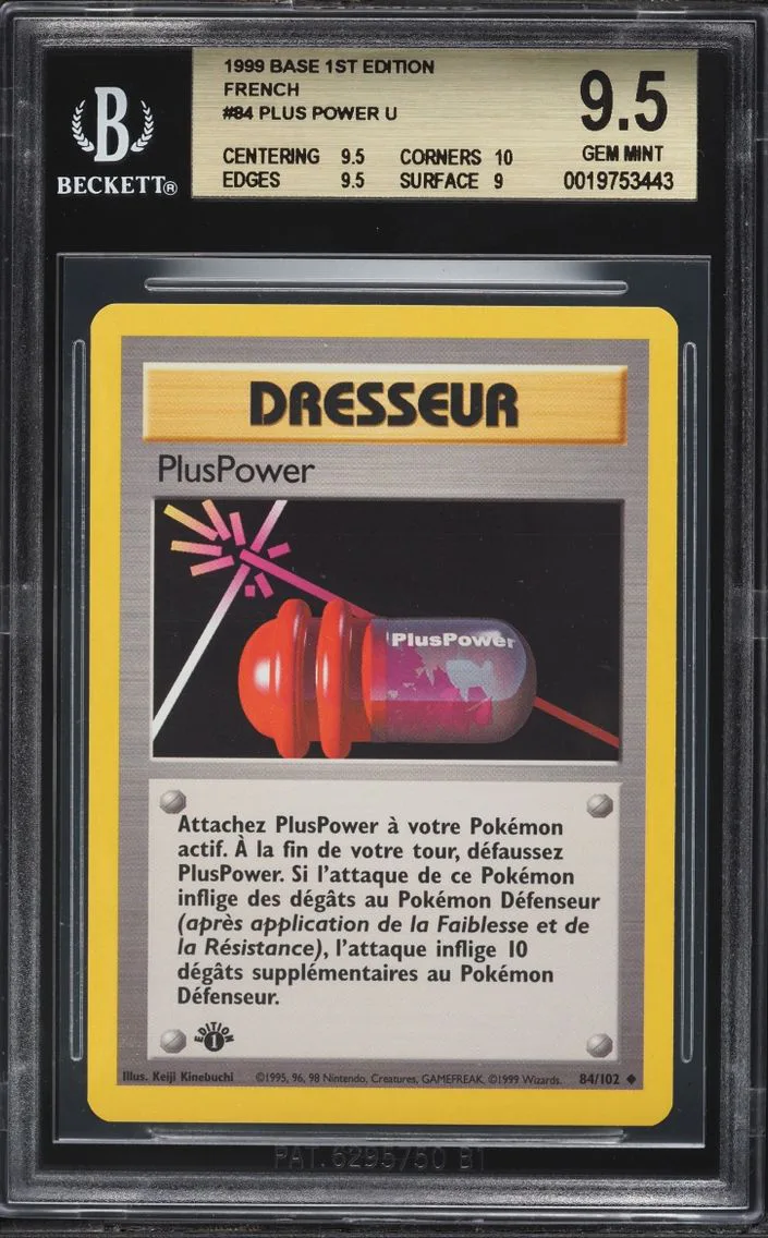 1999 Pokemon French Base 1st Edition Pluspower #84 BGS 9.5 GEM MINT