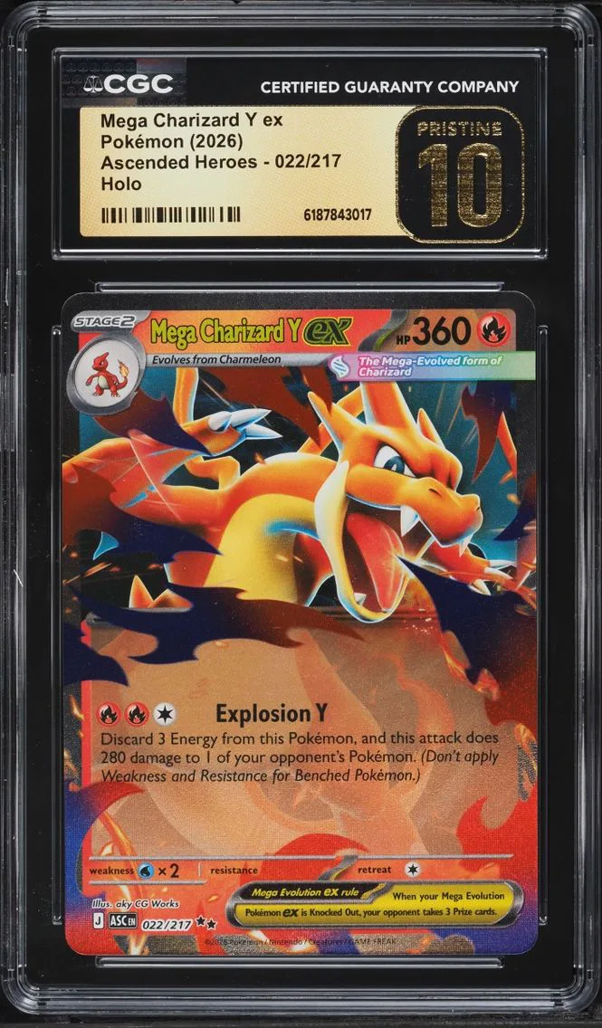 2026 #22 Mega Charizard Y EX CGC 10 Pokemon Mega Evolution Ascended Heroes Holo