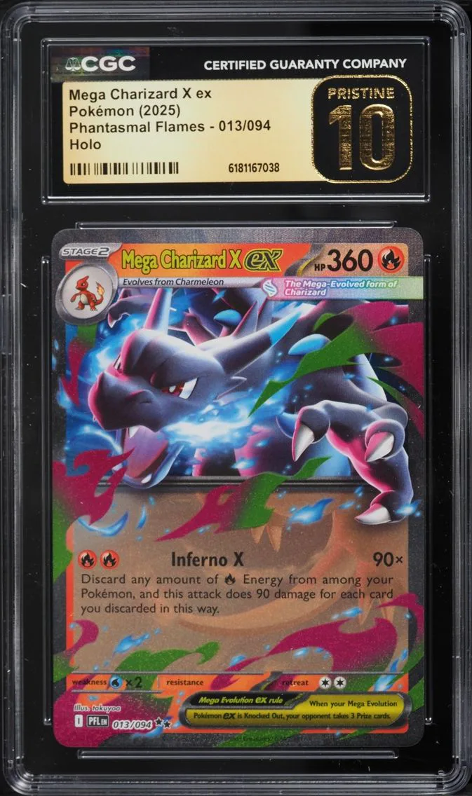 2025 Pokemon Mega Evolution Phantasmal Flames Holo Mega Charizard X Ex #13 CGC 10 PRISTINE