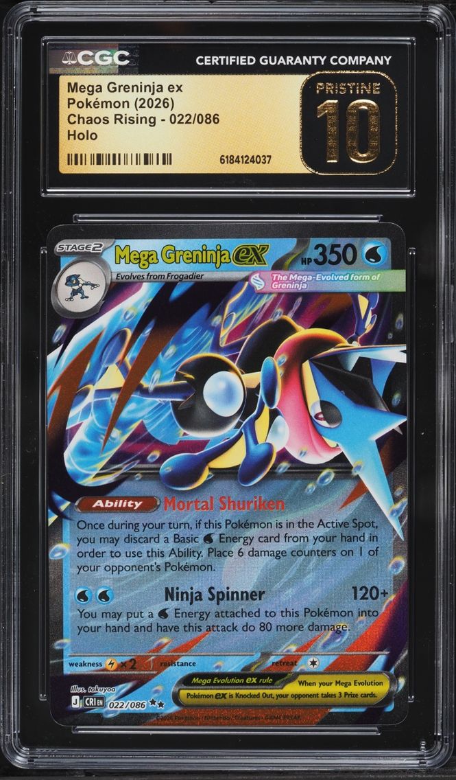 2026 #22 Mega Greninja EX CGC 10 Pokemon Mega Evolution Chaos Rising Holo