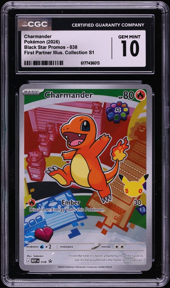 2026 Pokemon Mega Evolution Promo First Partner Illustration Full Art Charmander #38 CGC 10 GEM