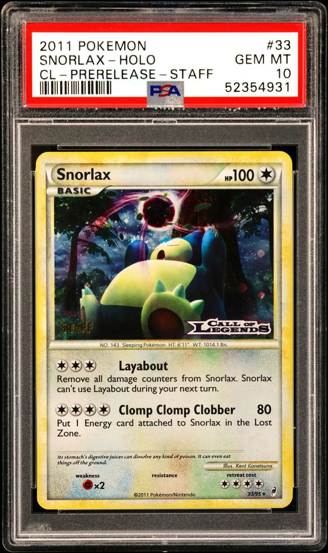 2011 #33 Snorlax-Holo PSA 10 Call of Legends