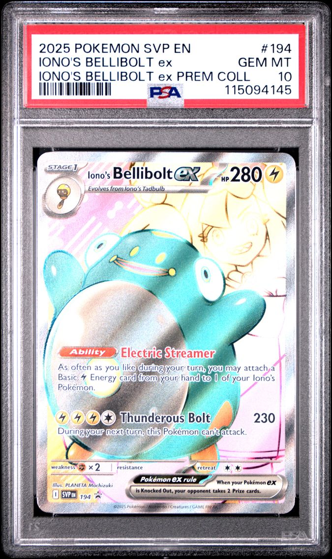 2025 #194 Iono's Bellibolt EX PSA 10 Svp EN-SV Black Star Promo Pokemon