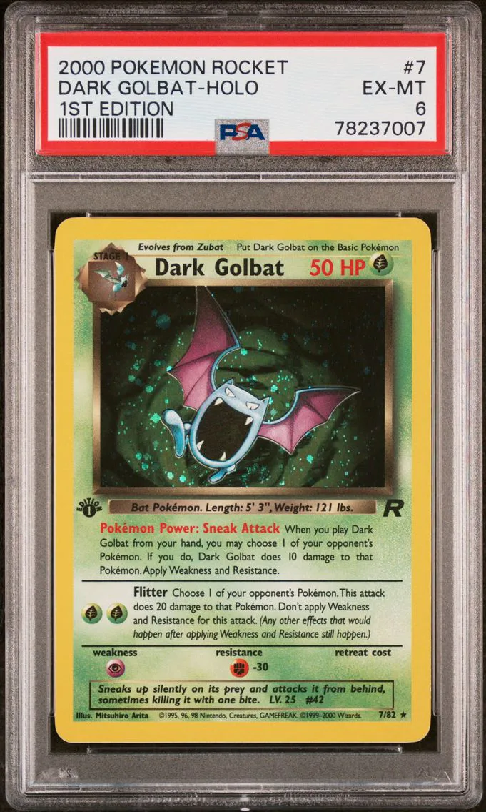 2000 #7 Dark Golbat-Holo 1st Edition PSA 6 Rocket
