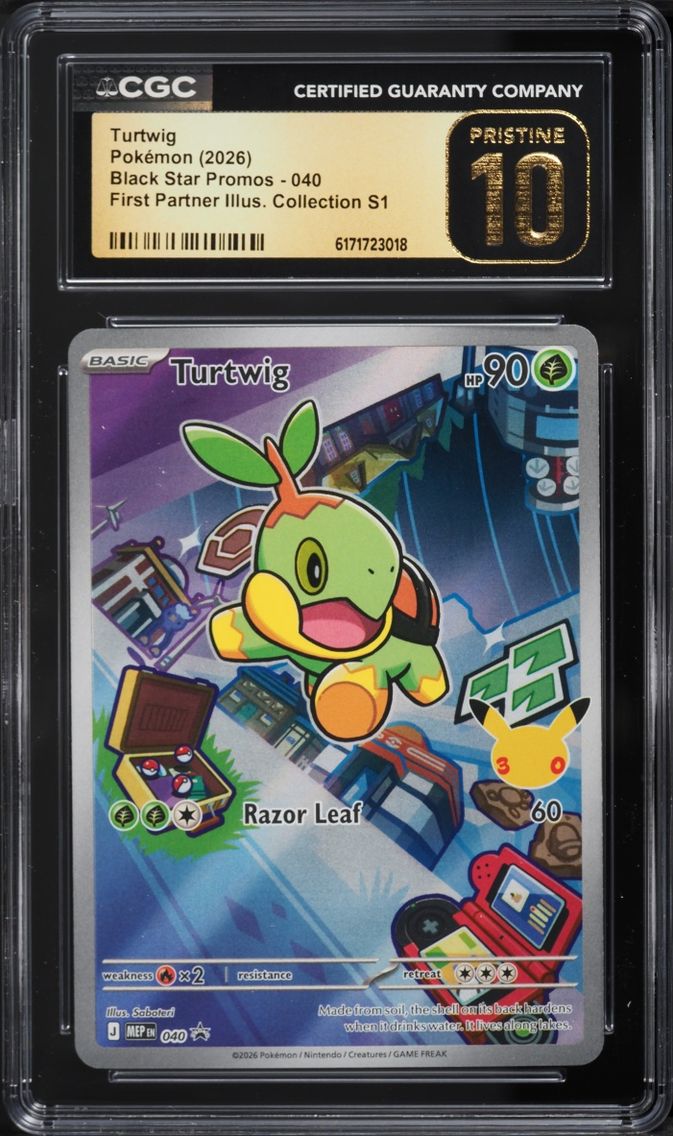 2026 Pokemon Mega Promo First Partner Illustration Full Art Turtwig #40 CGC 10 PRISTINE
