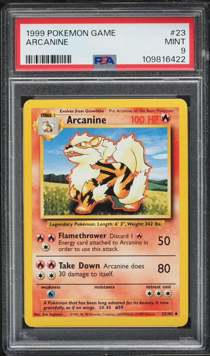1999 #23 Arcanine PSA 9 Game Pokemon