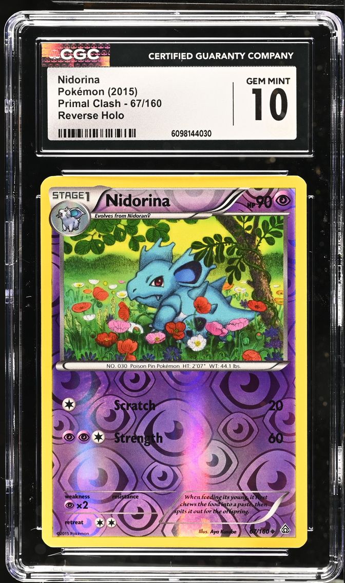 2015 #67 Nidorina Reverse Holo CGC 10 Primal Clash - English