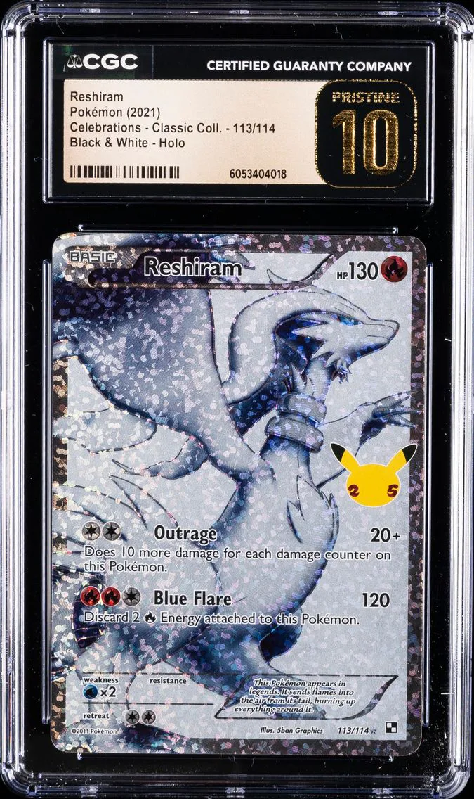 2021 #113 Full Art/Reshiram CGC 10 Pristine Celebrations Classic Collection Pokemon