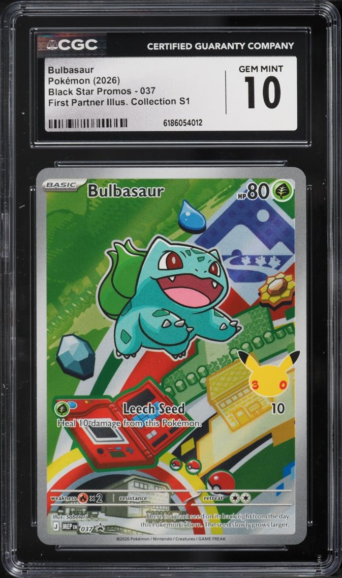 2026 #37 Bulbasaur CGC 10 Pokemon Mega Promo First Partner Illustration S1 Full Art