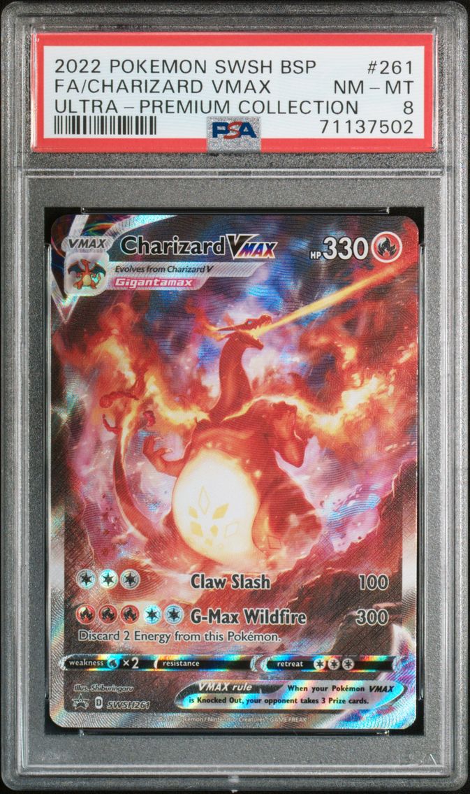 2022 #261 Full Art/Charizard Vmax PSA 8 Swsh Black Star Promo