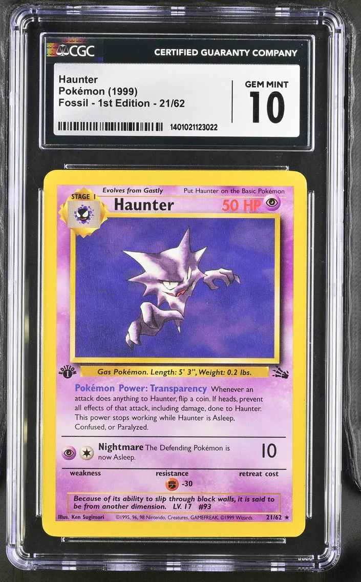1999 #21 Haunter CGC 10 Fossil - 1st Edition - English