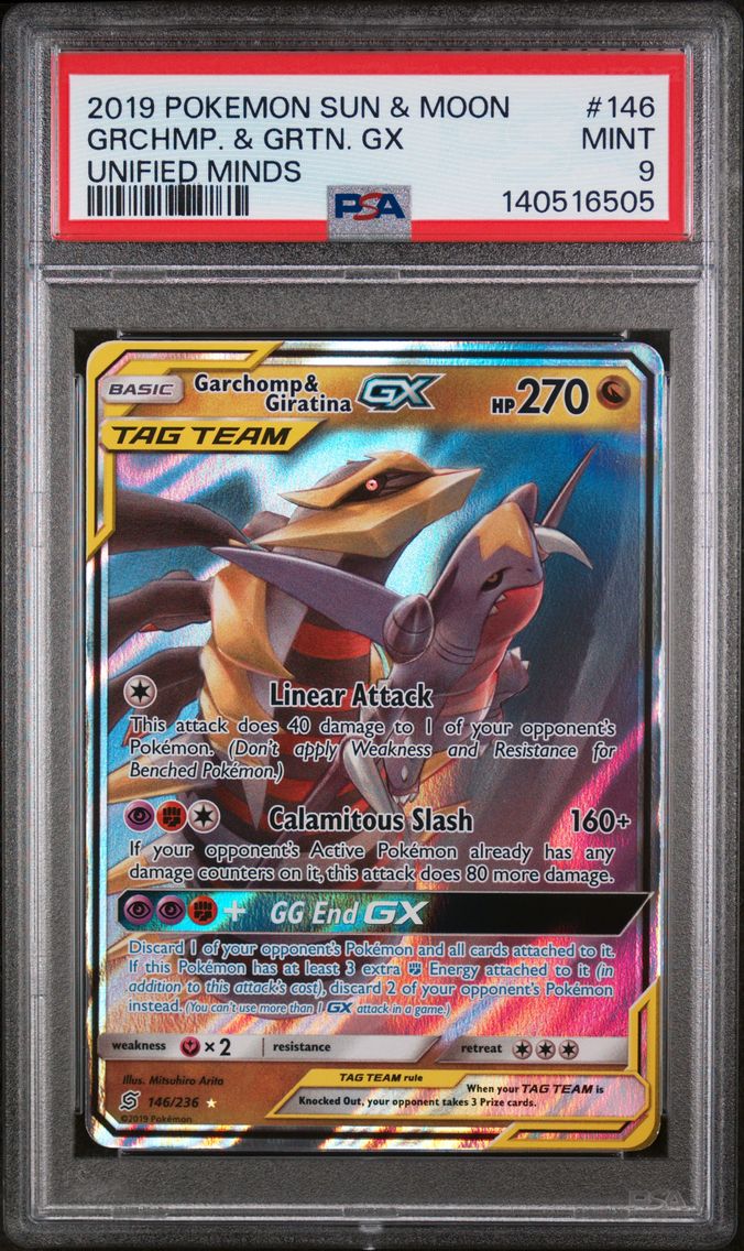 2019 #146 Garchomp & Giratina GX PSA 9 Sun & Moon Unified Minds