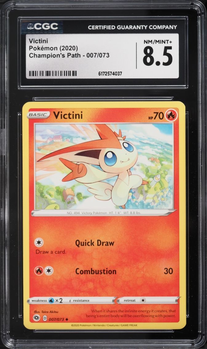 2020 Pokemon Sword & Shield Champion's Path Victini #007 CGC 8.5 NM-MT+