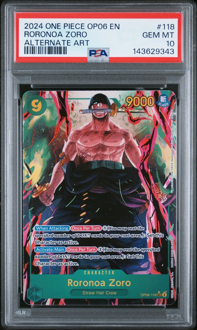 2024 #118 Roronoa Zoro PSA 10 One Piece OP06-Wings of the Captain