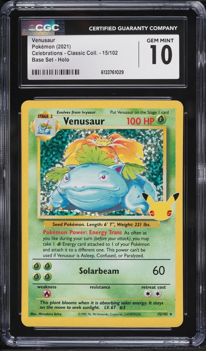 2021 Pokemon Sword & Shield Celebrations Classic Collection Holo Venusaur #15 CGC 10 GEM MINT
