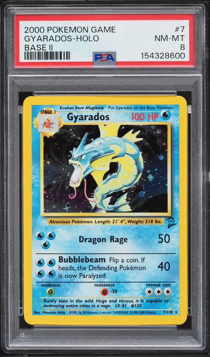 2000 Pokemon Base Set 2 Holo Gyarados #7 PSA 8 NM-MT