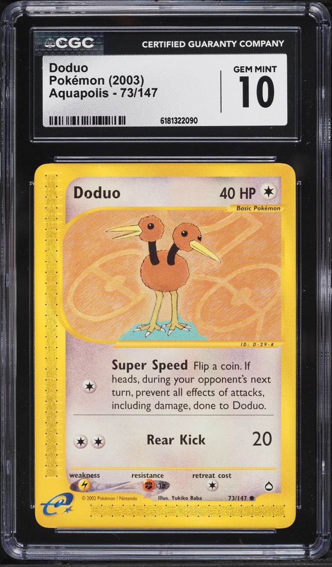 2003 #73 Doduo CGC 10 Pokemon Aquapolis