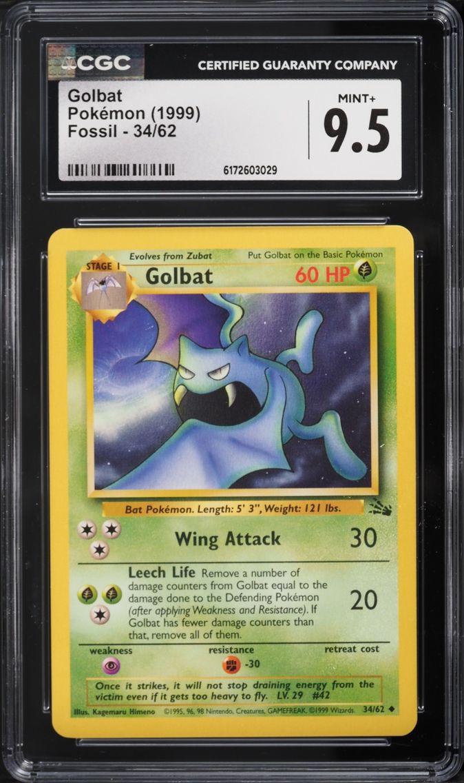 1999 Pokemon Fossil Golbat #34 CGC 9.5 MINT+