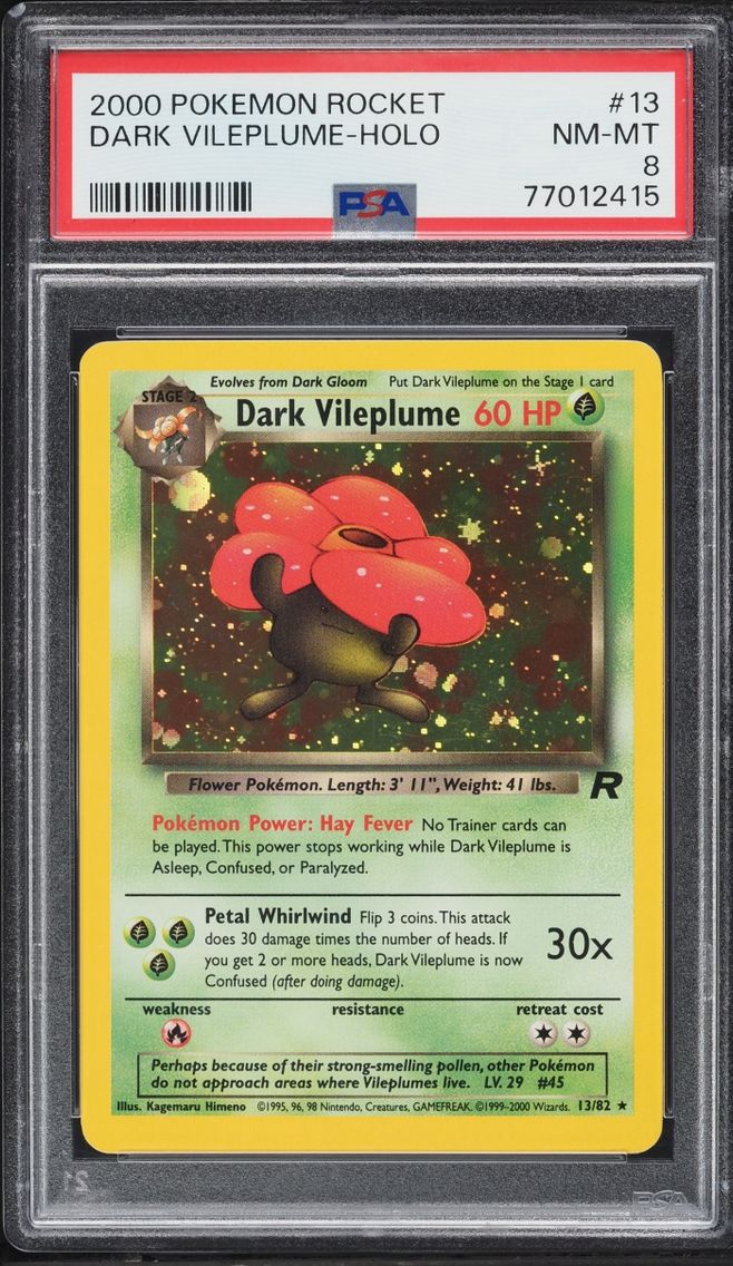 2000 Pokemon Team Rocket Holo Dark Vileplume #13 PSA 8 NM-MT
