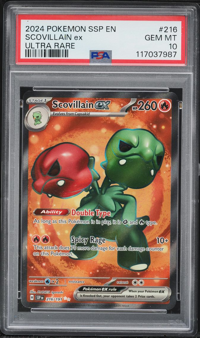 2024 #216 Scovillain EX PSA 10 Ssp EN-Surging Sparks Pokemon