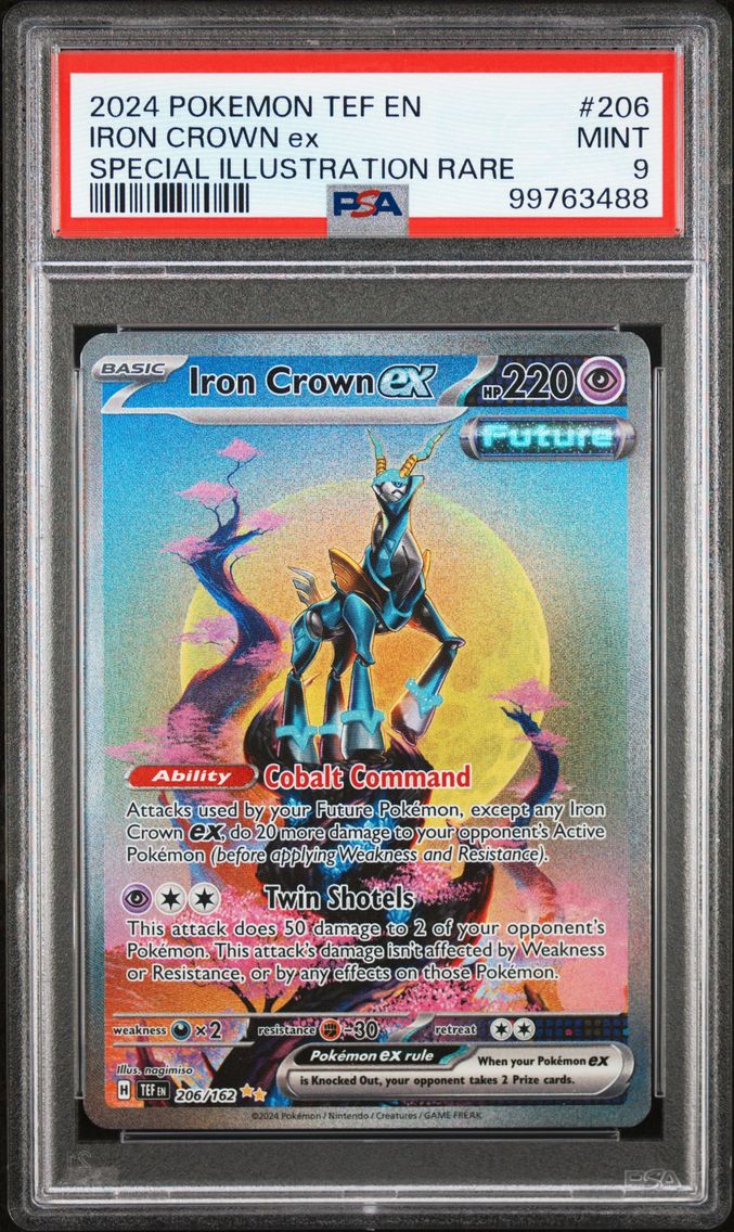 2024 #206 IRON CROWN EX PSA 9 POKEMON TEF EN-TEMPORAL FORCES | SPECIAL ILLUSTRATION RARE