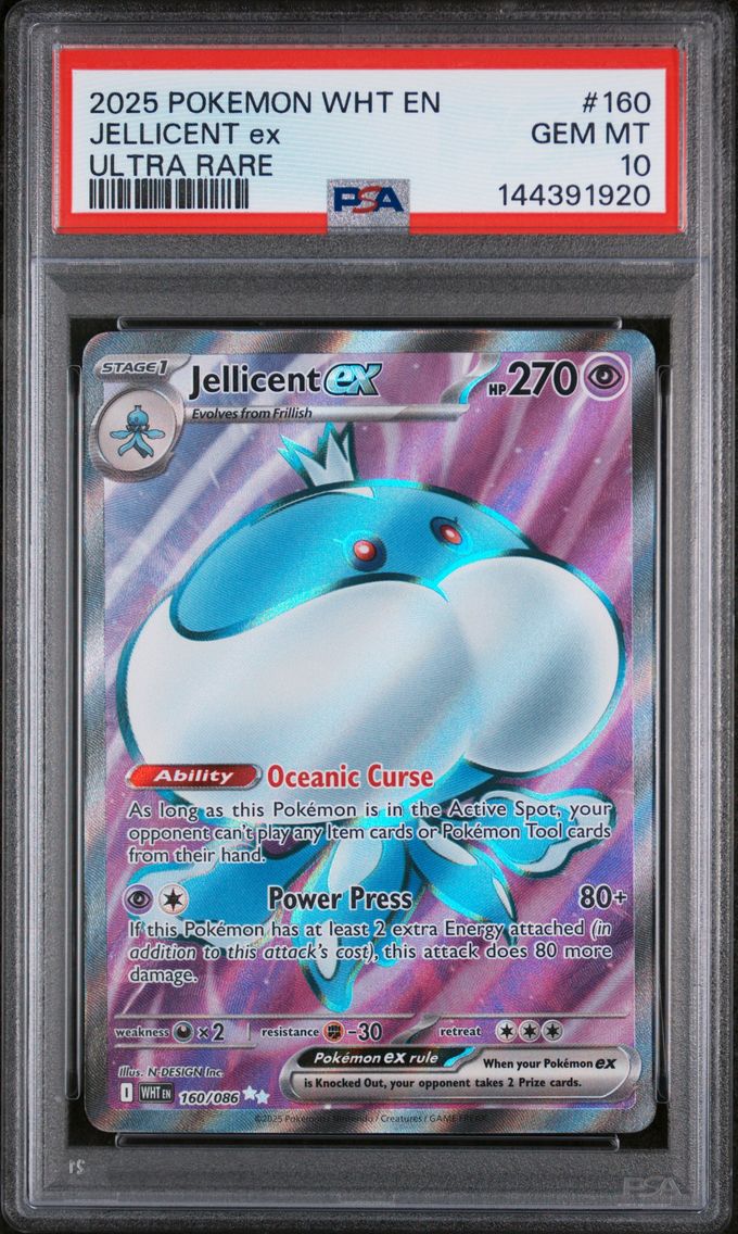 2025 #160 Jellicent EX PSA 10 Wht EN-White Flare
