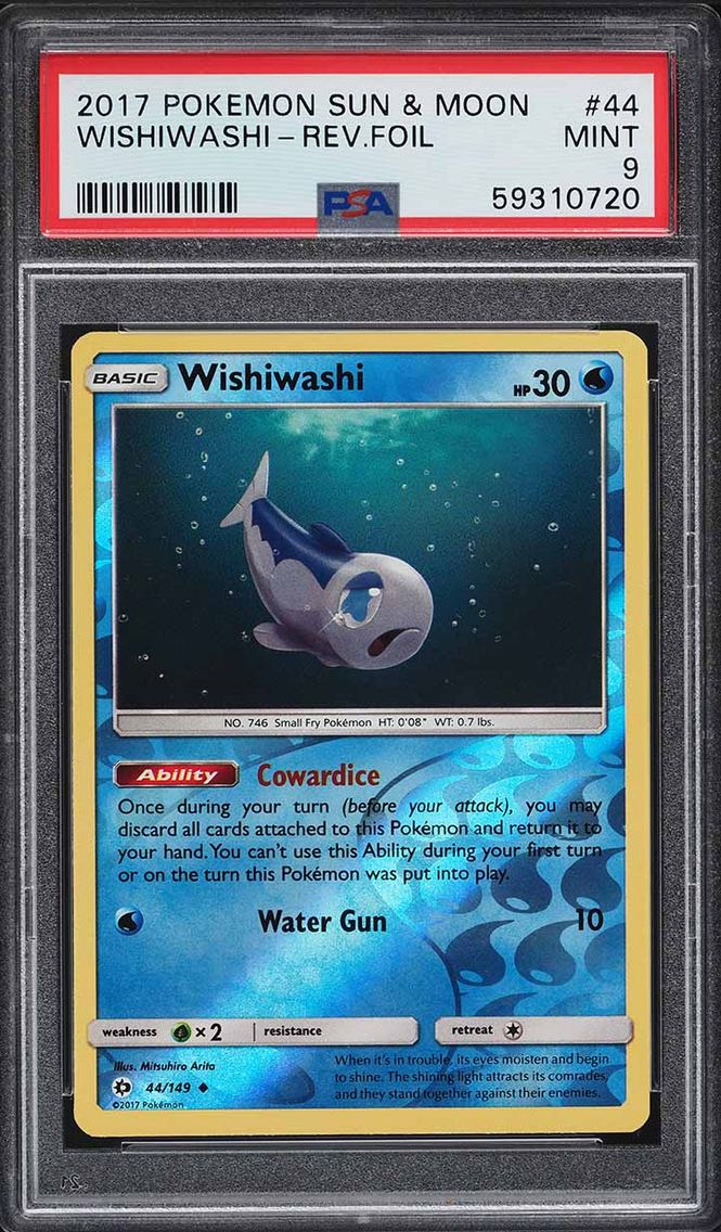 2017 Pokemon Sun & Moon Reverse Holo Wishiwashi #44 PSA 9 MINT