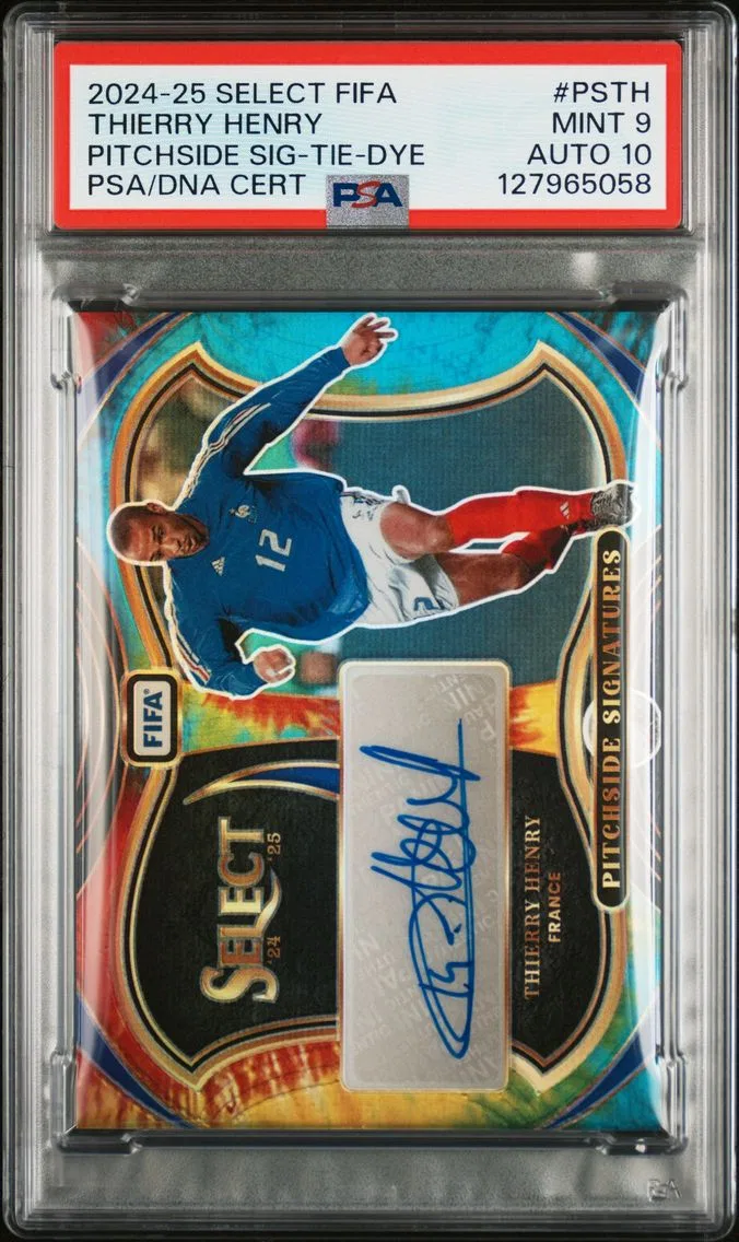 2024 #PSTH Thierry Henry PSA 9 Panini Select FIFA Pitchside Signatures