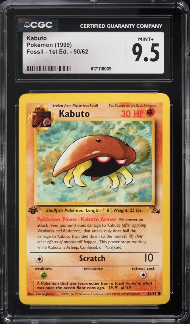 1999 #50 Kabuto CGC 9.5 Pokemon Fossil 1st Edition