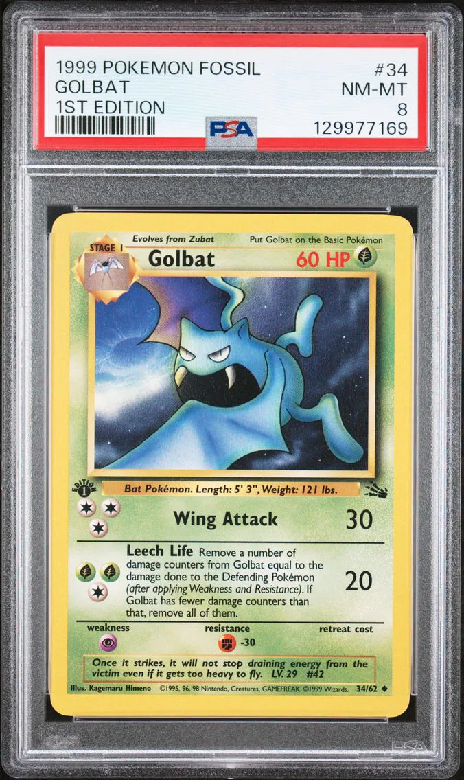 1999 #34 Golbat 1st Edition PSA 8 Fossil