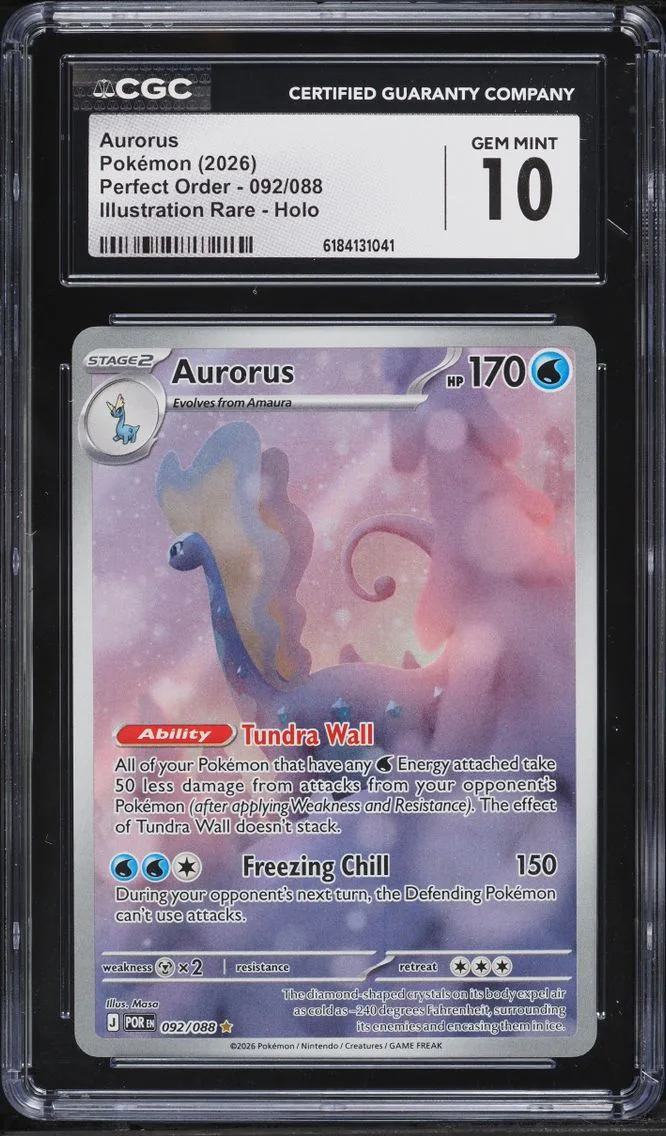 2026 #92 Aurorus CGC 10 Pokemon Mega Evolution Perfect Order IR