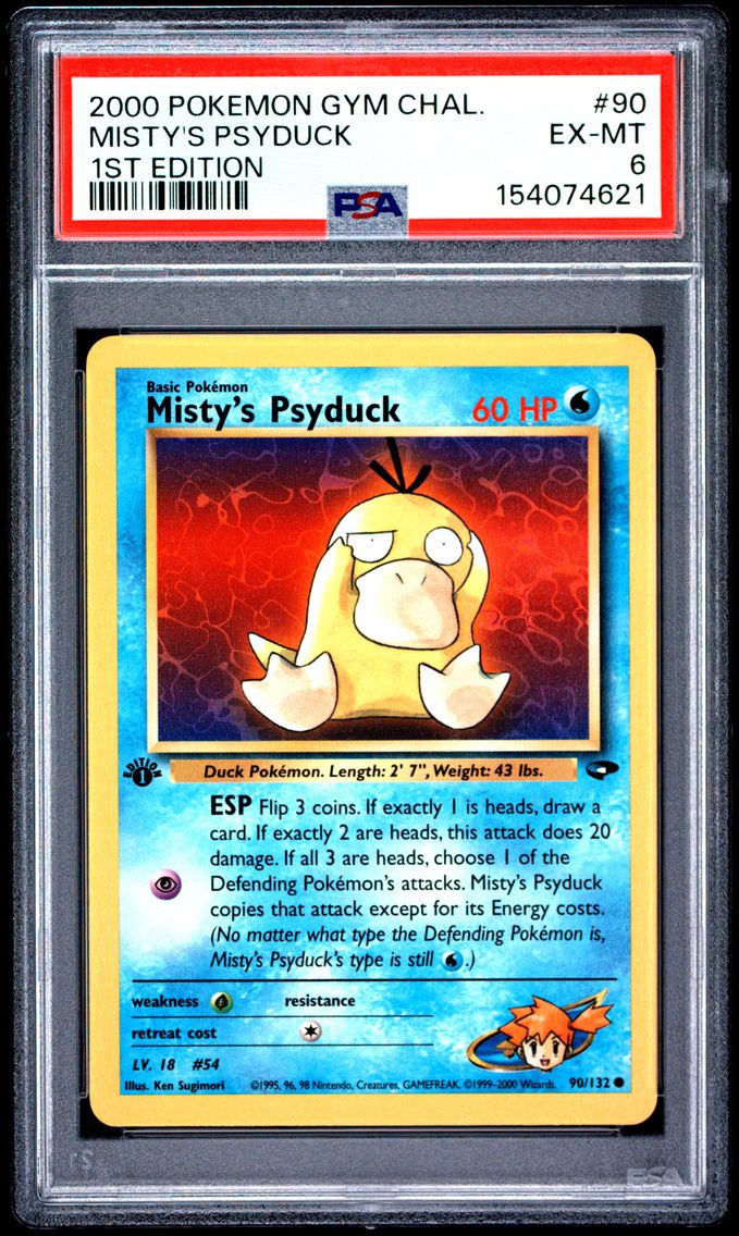 2000 #90 Misty's Psyduck 1st Edition PSA 6 Gym Challenge